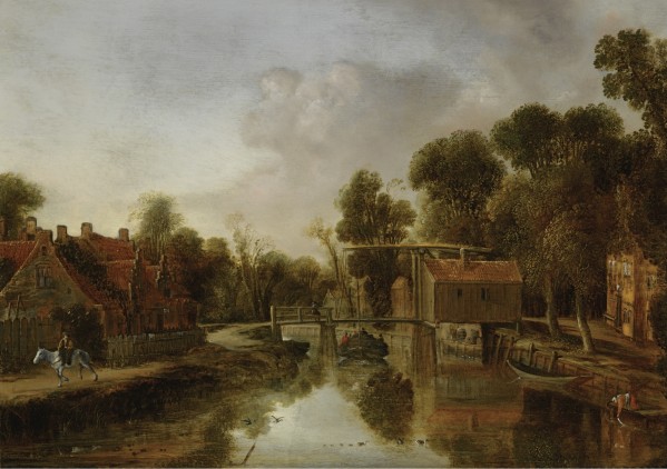 Dutch town with water mill by Pieter Jansz van Asch